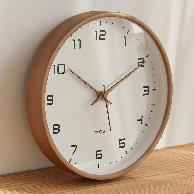 Nordic Minimalist Wooden Wall Clock - Silent Quartz Movement