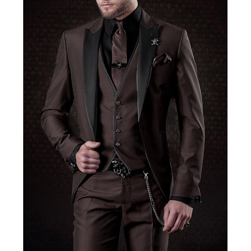 Men's Three-Piece Suit Set - Blazer, Vest & Trousers