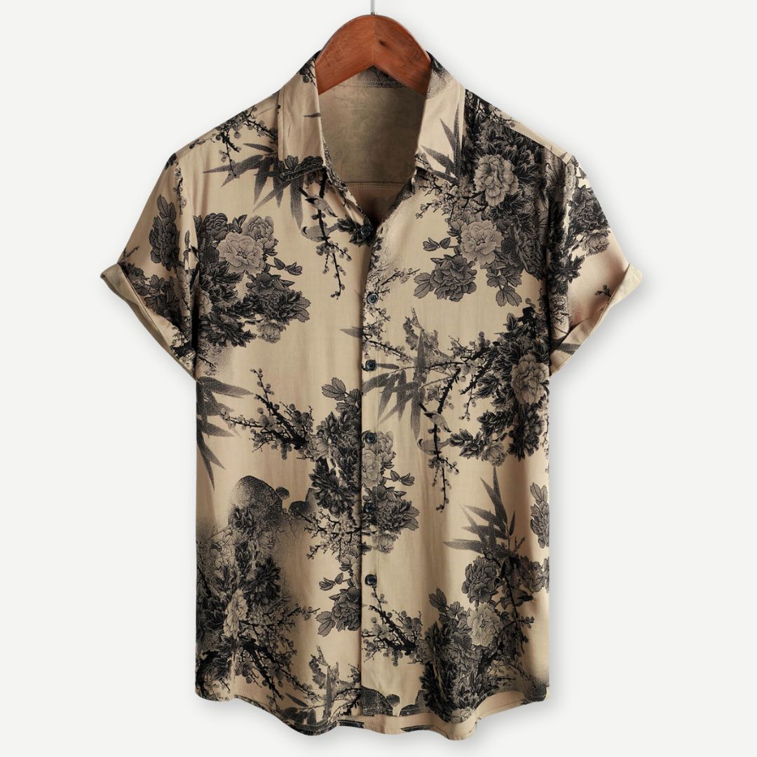 Men's Lightweight Vintage Floral Short Sleeve Shirt