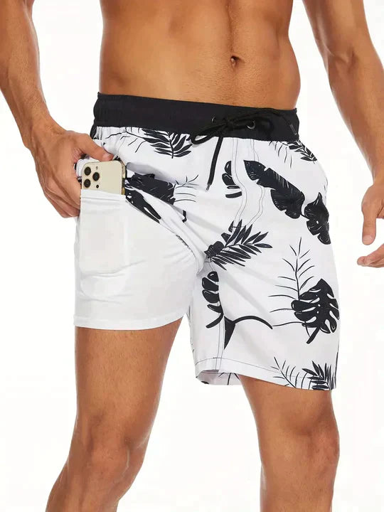 Men's Quick-Dry Swim Shorts with Inner Compression Liner