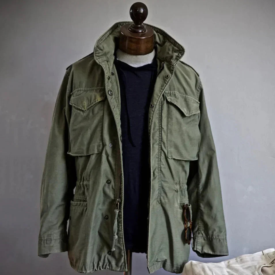 Men's Vintage Cotton Field Jacket, Adjustable Waist