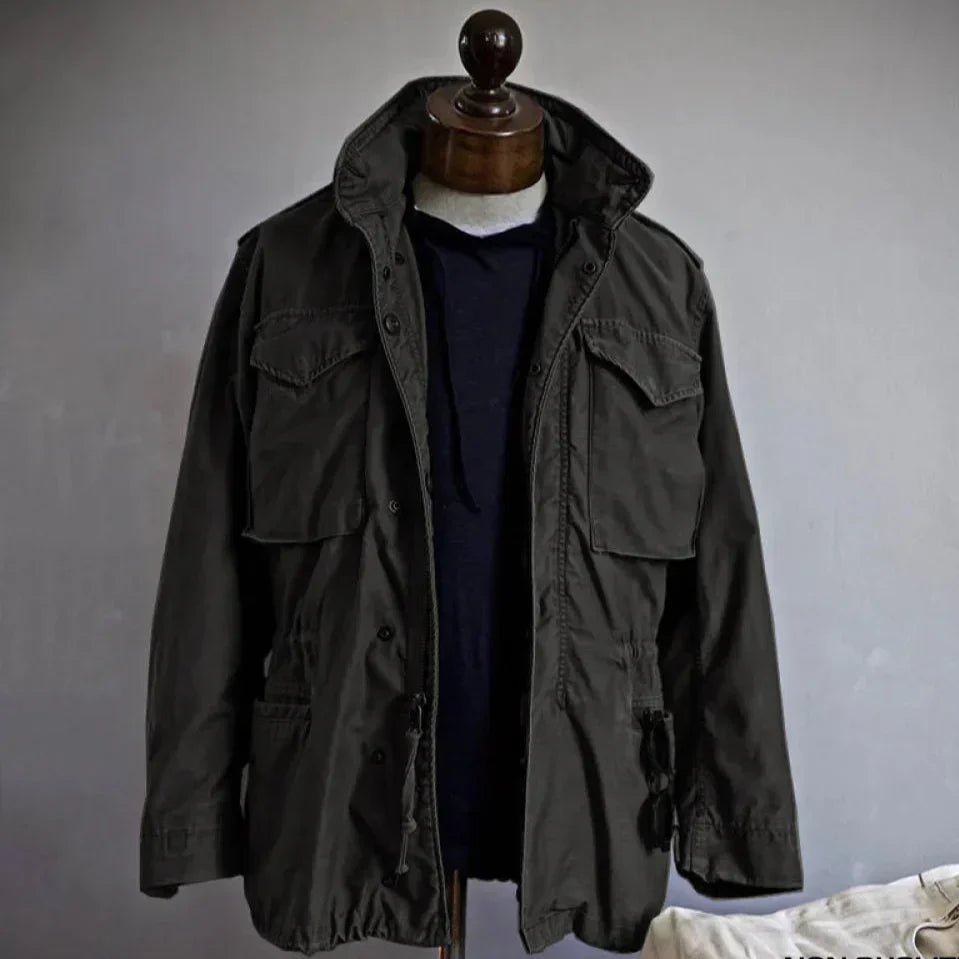 Men's Vintage Cotton Field Jacket, Adjustable Waist