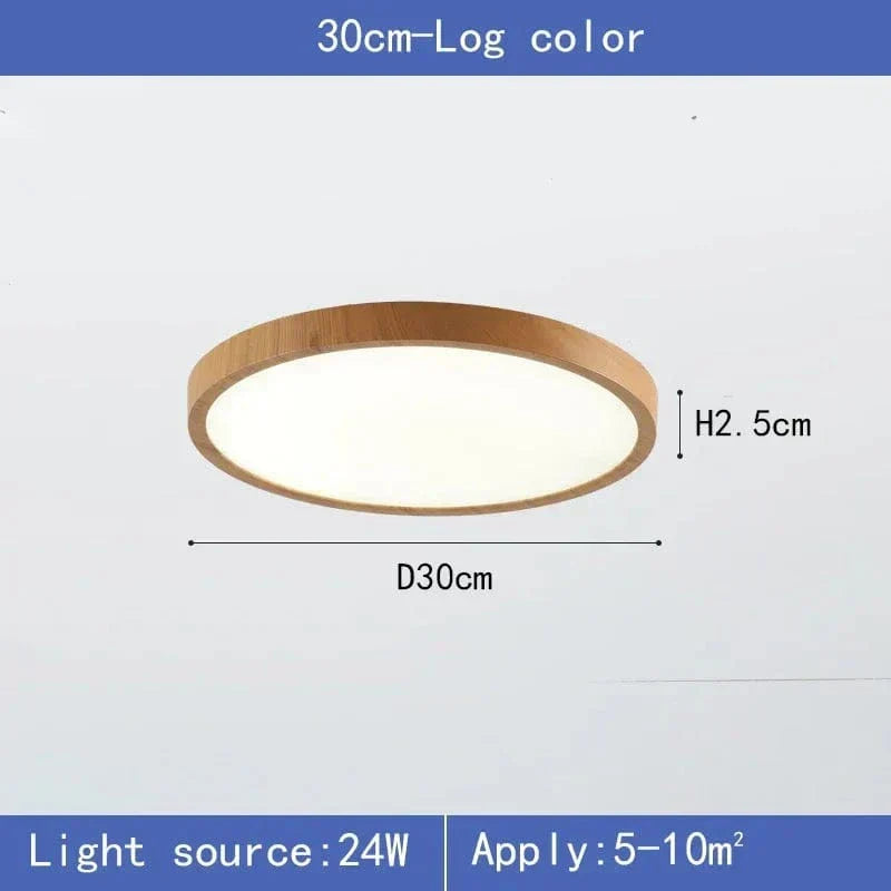 Modern Circular Ultra-Thin Wooden LED Ceiling Light