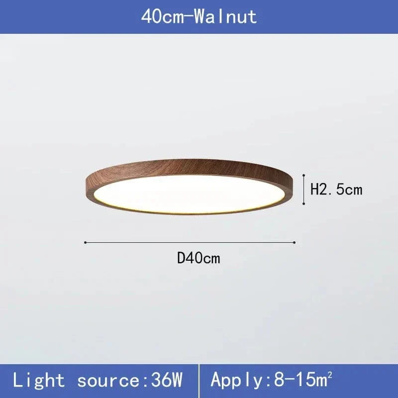 Modern Circular Ultra-Thin Wooden LED Ceiling Light