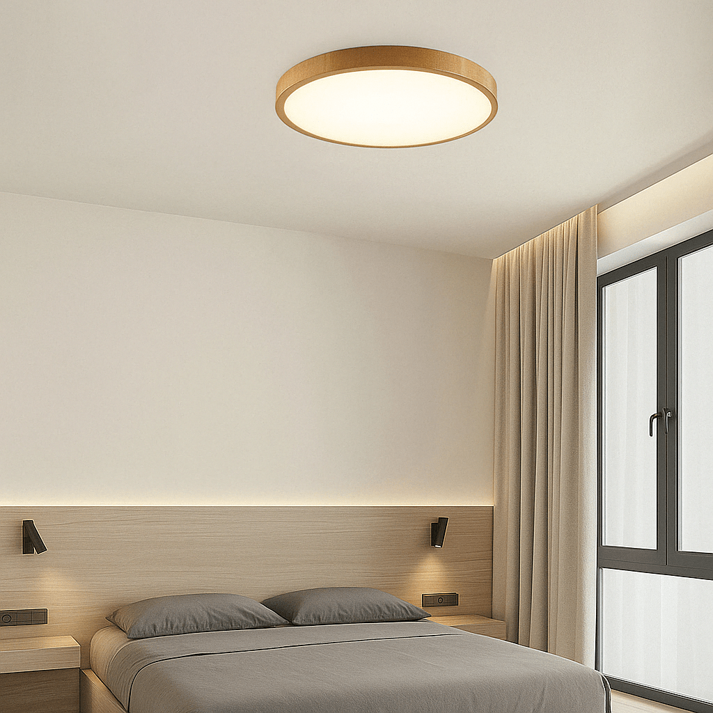 Modern Circular Ultra-Thin Wooden LED Ceiling Light