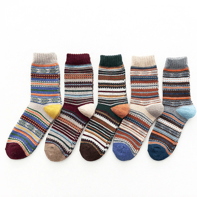 Nordic Wool Blend Winter Socks - Scandinavian Pattern