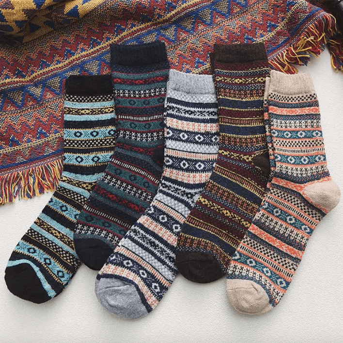 Nordic Wool Blend Winter Socks - Scandinavian Pattern