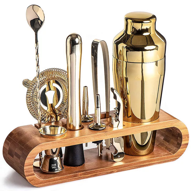 10-Piece Metallic Cocktail Bar Kit for Mixology