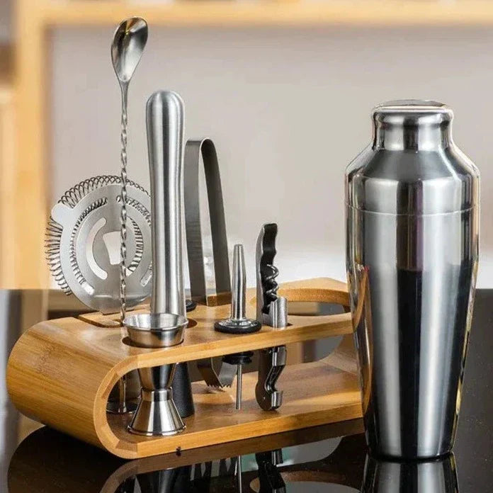 10-Piece Metallic Cocktail Bar Kit for Mixology