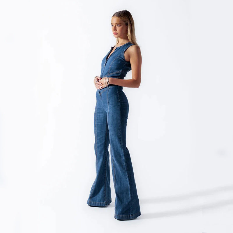 Women's Trendy Denim Jumpsuit with Flattering Fit