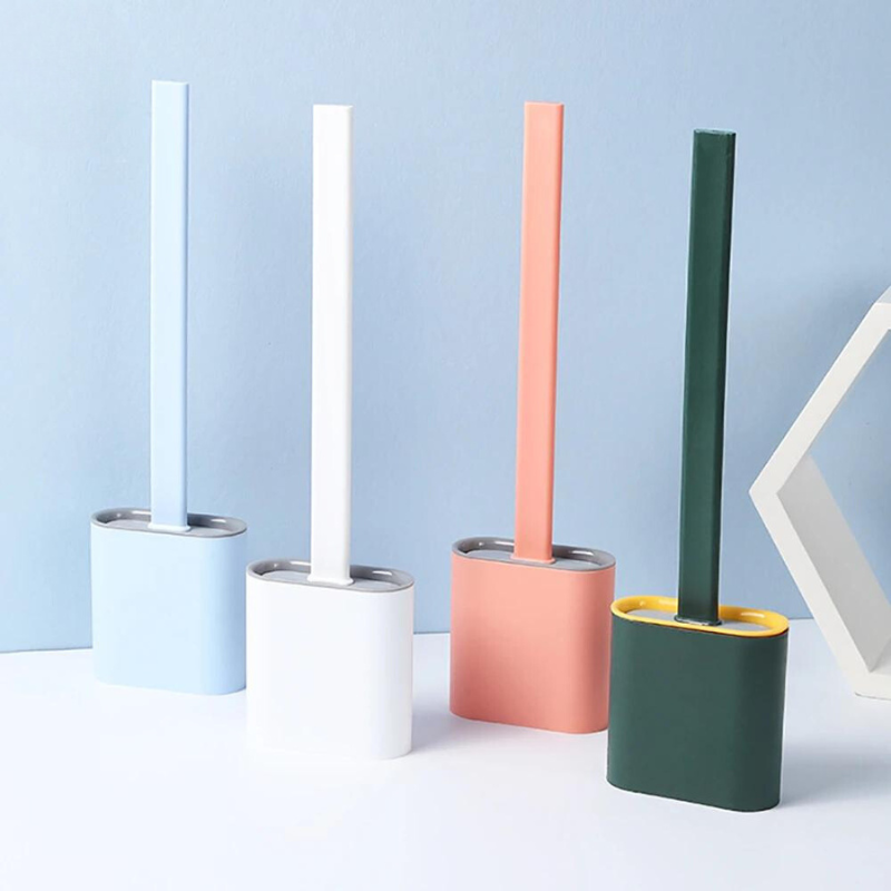 Silicone Toilet Brush with Holder - Flexible Design