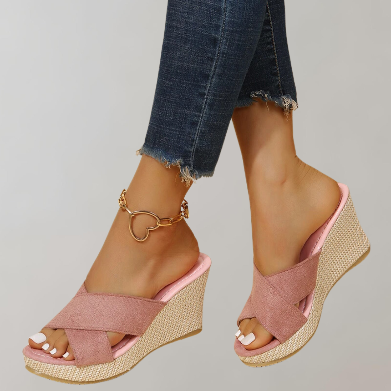 Women's Orthopedic Wedge Sandals with Crisscross Straps