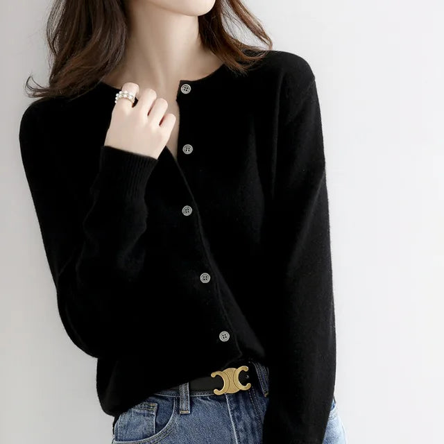 Women's Soft Cashmere-Feel Button-Up Cardigan