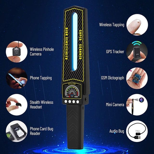 Portable RF Bug Detector - Hidden Camera and GPS Tracker Finder